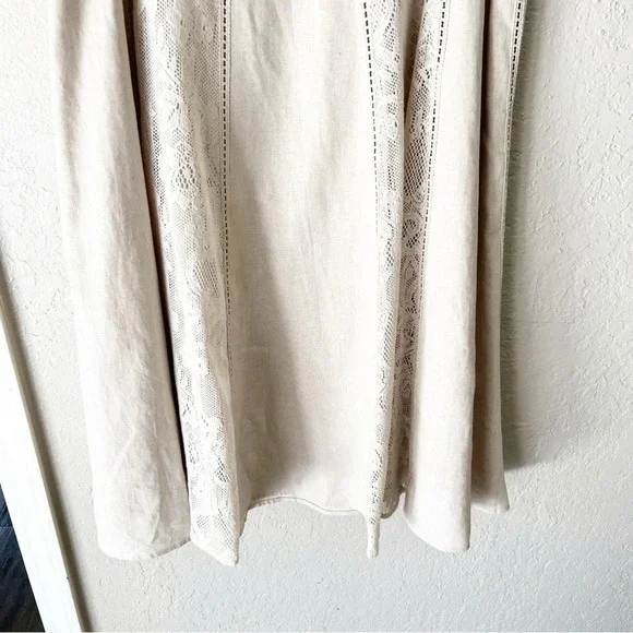 Vintage Skirt Petite Large PL 90s 2000s Linen Lace Maxi Coastal Ethereal Modest - Picture 5 of 8